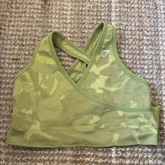 Gymshark Adapt Camo Seamless Sports Bra Griffin Green Medium Support M - Picture 5 of 11
